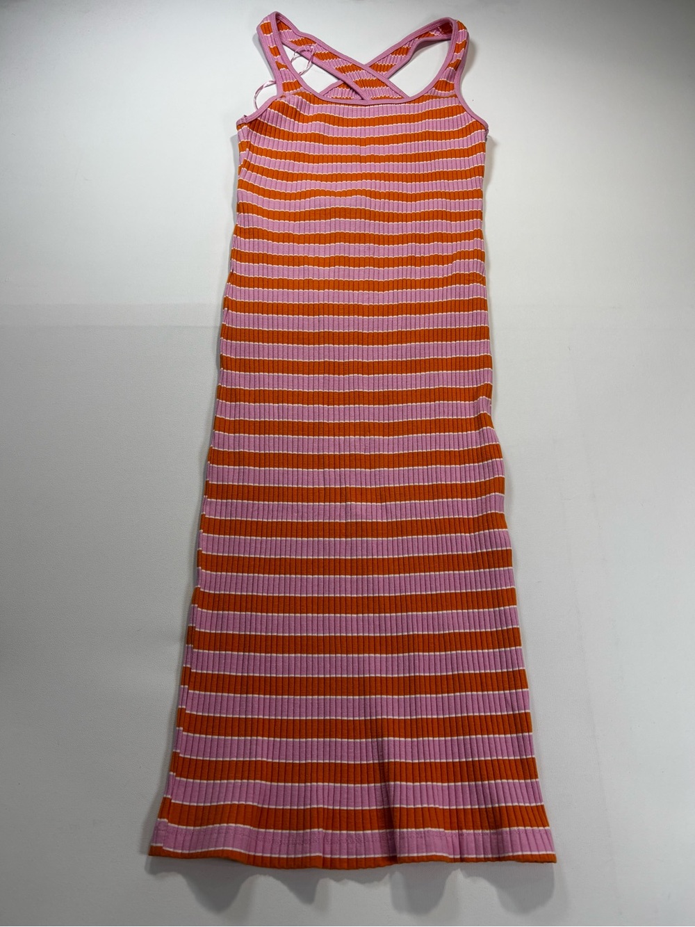 Zara Pink and Orange Striped Ribbed Dress